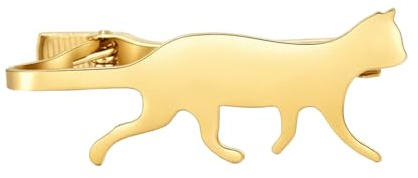 STJARNA Katze Krawattenklammer Silber Schwarz Golden Männer | Edelstahl Krawattennadel 4.5cm für Normale Schmale Krawatten
