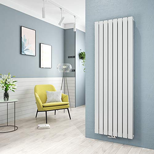 Heilmetz Vertikalheizkörper 1800x616 mm 2166 W Design Heizkörper Weiß | Warmwasser Doppel Paneel Heizkörper mit 8x2 Paneelen, Mittelanschluss 50 mm & Seitenanschluss, G1/2 Gewinde