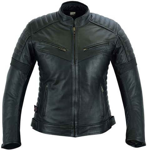 Texpeed Motorradjacke Damen Leder Tour Biker mit Protektoren [AAA] Schwarz | EN 17092 verstärkt, EN 1621-1 [Level 1] flexible Protektoren, Winterfutter, Echtes Leder, Größe L