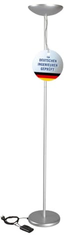 MAUL Halogen Stehlampe silber MAULsky stufenlos dimmbar warmweiß Büro | angenehmes indirektes Licht, flexibel für Arbeit & Lesen, naturgetreue Farben, sicherer Stand, austauschbare R7s-Lichtquelle