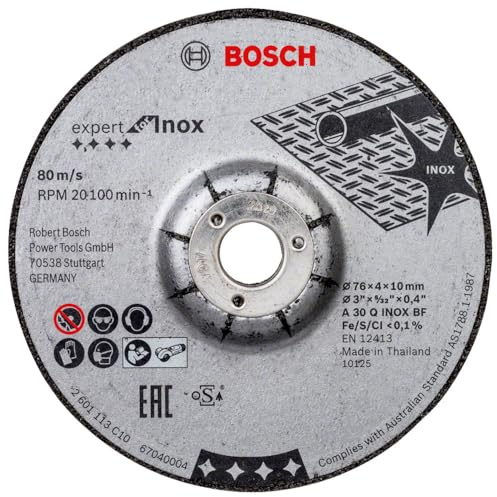 Bosch 2x Schruppscheibe Expert for Inox (für Edelstahl, Ø 76 x 4 x 10 mm, Professional Zubehör Winkelschleifer)