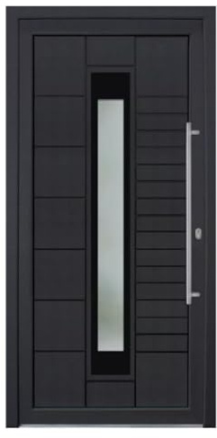 HORI Haustür Kunststoff, aluminium, Komplettset konfigurieren, Hauseingangstür Modern - Farbe: anthrazit (innen weiß) - DIN rechts - Modell: Stripe - 210 x 100 cm