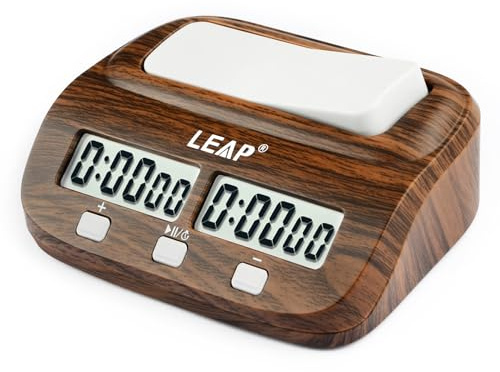 Telituny Digitale Schachuhr Timer, Professional Elektronischer Schachtimer Holz Brettspielzähler, Schach Uhr mit Bonus und Verzögerung, für Internationales Schach, Chinesisches Schach Go-Spiel Gobang