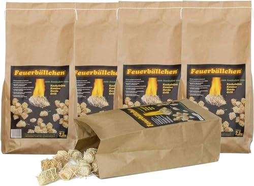 Feuerbällchen RaiffeisenWaren, Grillanzünder, Kaminanzünder, Anzündhilfe (Ökologische Anzündwolle aus Naturprodukten, zum Anzünden der Grillkohle, Lagerfeuers oder Kamins) 12,5 kg