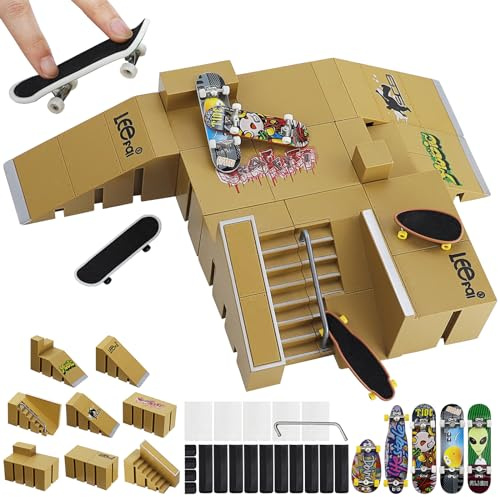 TSDRBWO Fingerskateboard Set, Mini DIY & Ramp Set, Kinderspielzeug für Jungen und Mädchen, Geschenk für 6-12 Jahre, Fingerfertigkeitstraining