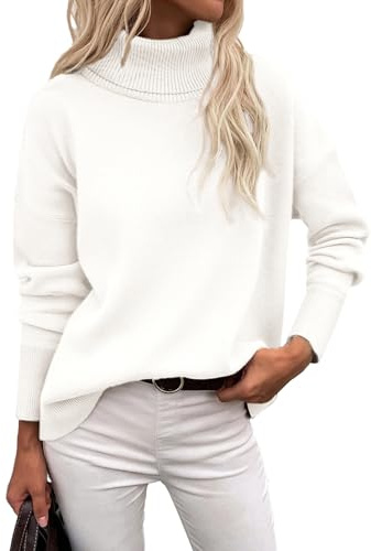 Zeagoo Pullover Damen Rollkragen Strickpullover Langarm Warmer Winterpulli | Herbst Casual Rollkragenshirt Turtleneck Gestrickt Sweater S-XXL