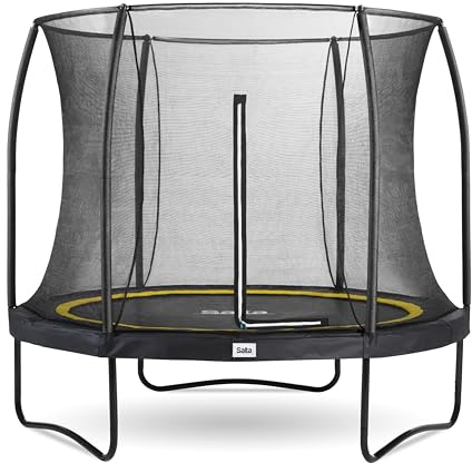 Salta Comfort Edition – ⌀183/213/251/305/366/396/427cm - TÜV geprüft – Schwarz/Grün/Pink - rundes Outdoor Trampolin, Gartentrampolin - Set mit Sprungmatte, Sicherheitsnetz, Federn, Randabdeckung