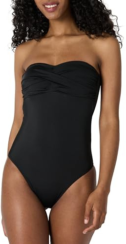 Amazon Essentials Damen Einteiliger Bandeau-Badeanzug, Verwaschenes Schwarz, 42