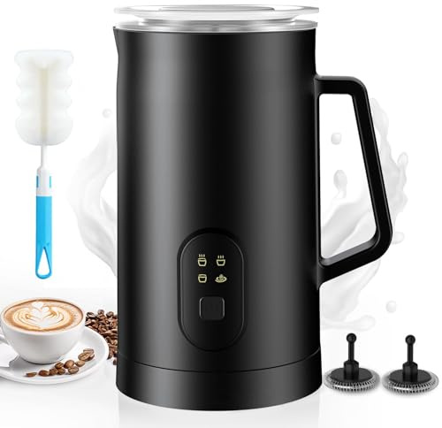 Vexloria Milchaufschäumer Elektrisch 4 in 1, 580 ml Automatischer Milchschäumer, Heißer & kalter Milchschaum, Milch erwärmen & Kakao für Latte, Cappuccino, Macchiato (Schwarz)