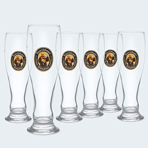 Zum Franziskaner Weissbierglas Weizenbierglas 0,5 Liter | Das Original | im Set aus 6 Stück | Oktoberfest München Bayern Bierkrug Biergarten Volksfest Geschenk