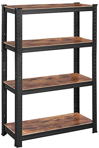 SONGMICS Standregal, 4 Ablagen, verstellbar, 40 x 80 x 160 cm | Bücherregal, Lagerregal, bis 520 kg belastbar, für Küche, Wohnzimmer, Schwarz-Tan, COZORY Kollektion GLR044B11