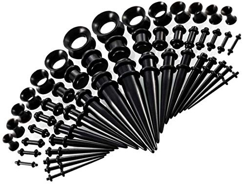BOOM 18 Stück Taper konisch + 18 Stück Ohr-Plugs 1,6 mm-10 mm Acryl + 14 Stück Silikon Tunnel 3 mm - 12 mm, Acryl
