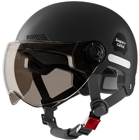 Eoixuqba Motorradhelm Für Herren Und Damen, Helm Motorrad Mit Visier, Scooter Helms Mit Visier, Helms Skateboard Erwachsene, Schutzhelm Mit Visiers Motorrad, Kopfumfang: 45–65 cm