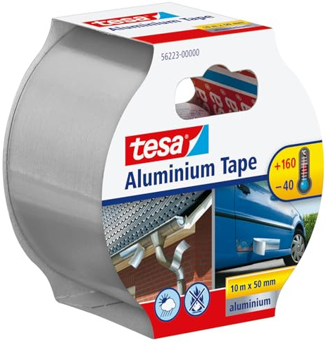 tesa Aluminium Klebeband/Selbstklebendes Aluminiumband für Reparaturen von metallischen Oberflächen / 10m x 50mm
