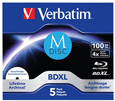 Verbatim M-Disc BD-R mit 100 GB - 4-fache Brenngeschwindigkeit - langlebige Blu-Ray Disc - 5 Stück
