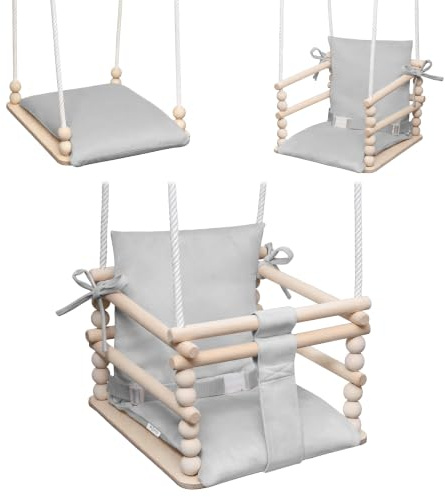 MAMOI 3-in-1 Kinderschaukel mit Sicherheitsgurt, höhenverstellbar, Schaukel für Zuhause, stabile Konstruktion, einfache Montage, Indoor-Kinderschaukel