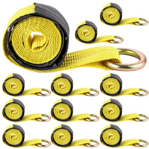 SHUESS 12er Abschleppseil Pkw mit D-Ring 5cmx2,4m Anhänger-Abschleppgurt, Abschleppgurt für Reifen bis 4 t Bruchlast - hochbelastbares Polyester, Alternative zur Abschleppkette für Anhänger, Auto, LKW