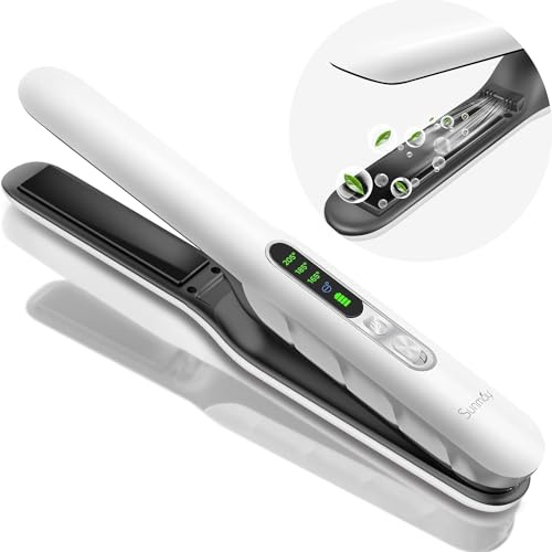 SUNMAY Voga Plus Glätteisen Kabellos mit Negativen Ionen, Titan Haarglätter und Lockenstab 2 in 1, Tragbares Reiseglätteisen mit 5000mAh Akku, Dual NTC für Stabile Hitze, 20 s Schnellaufheizung