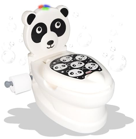 Lemodo Kindertöpfchen Töpfchen Kinder ab 18 Monate Kindertoilette Babytopf mit Spülgeräusch herausnehmbarer Innenbehälter rutschhemmender Boden Toilettenpapierhalter Töpfchentraining (Panda)