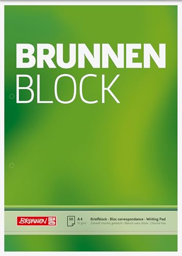BRUNNEN 1052756 Briefblock/Schreibblock Block (A4, blanko, 50 Blatt, 70 g/m², 4-fach gelocht)