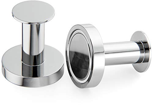 Mavoro Starke Magnethaken zum Aufhängen von Taschen und Mänteln - Set aus 2 Chrom Magnet Haken – Magnete Stark – Neodym 52 Magnete Extra Stark – Kühlschrankmagnete im Pinnadel-Stil für Spind usw