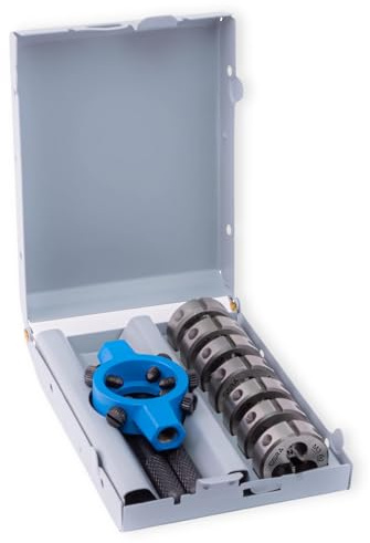 GSR PROFI Schneideisen-Set 8-tlg. M3–M12 | HSS-G Gewindeschneider für Außengewinde | Ø 25 × 9 mm | mit Schneideisenhalter | in Metallkassette | für Stahl, Metall, Handwerk & Industrie