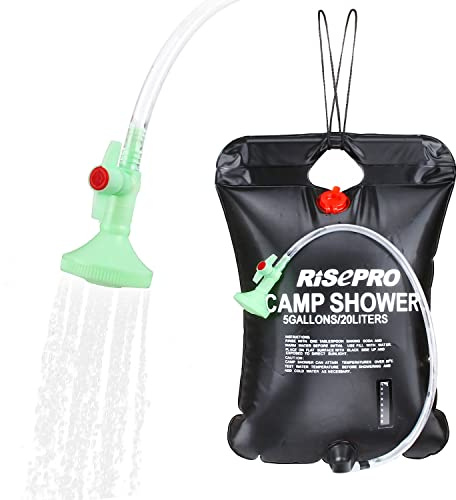 Solar Dusche Tasche, RISEPRO 5 Gallonen/20L Solar Heizung Camping Dusche Tasche mit Temperatur Hot Wasser 45 °C Wandern Klettern C1004