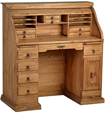 MiaMöbel Sekretär Mexico Möbel 120x125x58 cm Landhausstil Massivholz Pinie Honig
