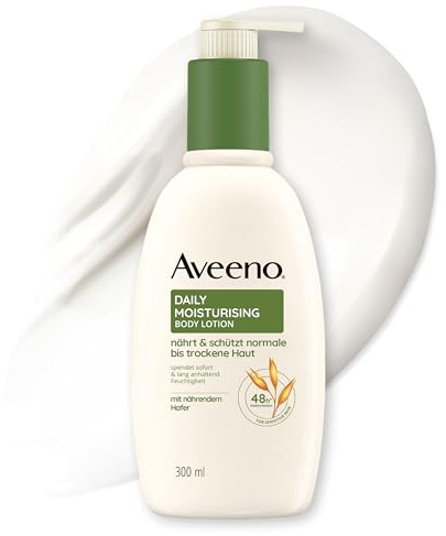 Aveeno Daily Moisturising Bodylotion – spendet 48h Feuchtigkeit, schützt vor Feuchtigkeitsverlust, stärkt die Hautschutzbarriere und pflegt normale bis trockene, empfindliche Haut,300ml