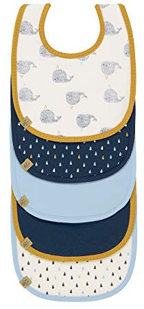 LÄSSIG Baby Kleinkind Lätzchen Set (5 St.) Klettverschluss Baumwolle wasserdicht/Value Pack Bib Little Water Whale