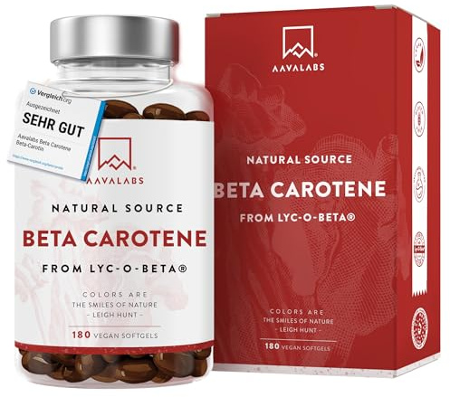 Beta Carotin Kapseln Hochdosiert für Bräune 25000 IE Vitamin A Hochdosiert - Beta Carotin Bräunungskapseln mit Lyc-O-Beta und Extra Virgin Olivenöl für einen strahlenden Teint - 180 Softgel-Kapseln