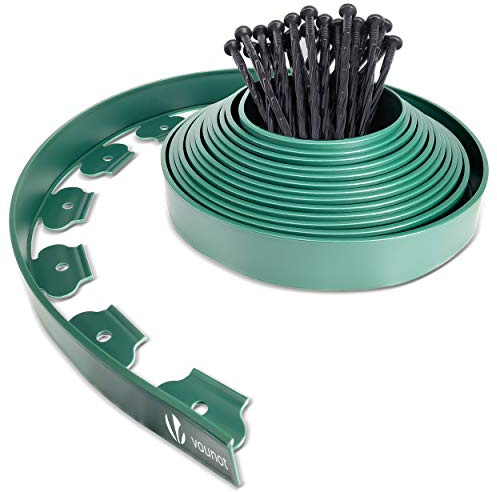 VOUNOT Flexible Rasenkante Kunststoff, mit 30 Erdanker, Länge 10m Höhe 5cm, Grün
