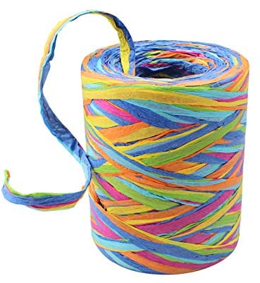 Bast Band Geschenkband Mehrfarbig Umweltschutz für Geschenkverpackung | 6Ply Bunt Raffia Bastband für Craft Weihnachtsdekoration, Wunschseil, Strauß Deko(80m)