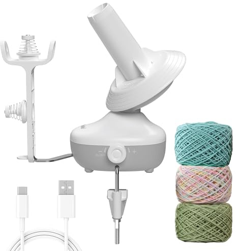 Etcokei Wollwickler, Elektrisch Garnwickler zum Häkeln, Wollabwickler mit starker Spannung und stufenloser Geschwindigkeit, Automatischer Garnspinner zum Stricken, idealer Helfer für Strickliebhaber