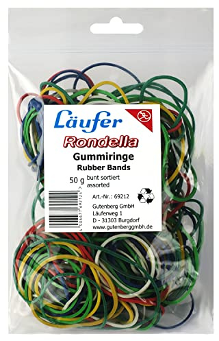 Läufer 69212 Rondella Gummiringe Größen sortiert gemischt, 50 g Beutel, bunt, besonders langlebig