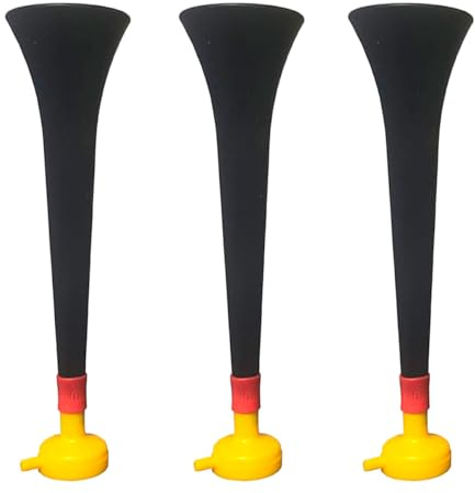 FUN FAN LINE - Packung x3 Kunststoff Vuvuzela Stadion/ungiftig Fußball Horn. Zübehor für Fußball- und Sportfeiern. Sehr Lautes Lufthorn für Animation.