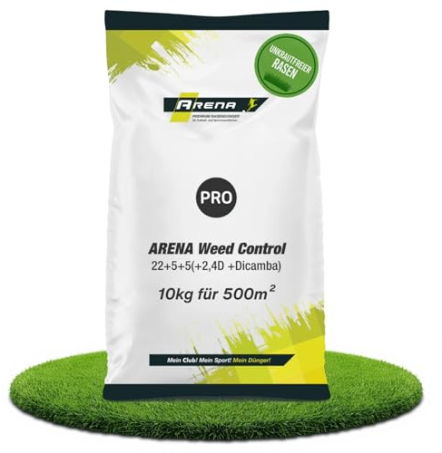 ARENA Rasendünger mit Unkrautvernichter 500m² I 2 in 1 Dünger mit Langzeitwirkung gegen Unkraut I ideal für Frühjahr und Sommer I Weed Control