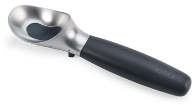 Joseph Joseph Elevate Eisportionierer mit Auslöser und integrierter hygienischer Löffelablage, Anti-Rutsch Griff, Anthracite