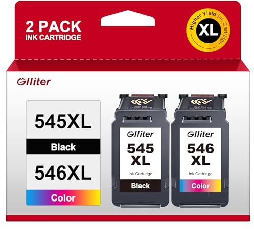 Glliter 545XL 546XL Multipack für Canon Druckerpatronen 545 546 für Canon 545 XL Schwarz und Farbe Kompatibel mit Canon PIXMA TS3355 Patronen für Canon PIXMA TS3350 TS3450 TS3150 MX495 (Multipack)