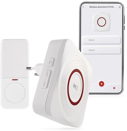 EMOS GoSmart - Smart Home Funkklingel/Türklingel Set mit App - WiFi - kabellos, 52 Melodien, 150m Reichweite, 4 Lautstärken bis 110 dB - inkl. Batterie - weiß