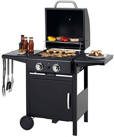 tepro Gasgrill Mayfield 2 mit 2 hochwertigen, leistungsstarken Edelstahlbrennern, verchromten Grillrosten (Rost-in-Rost-System), großer Warmhaltefläche, integriertem Thermometer im Deckel und praktischen Seitenablagen, Maße ca. 112 x 58 x 100 cm