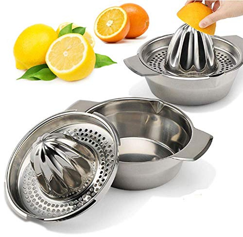 Zitronen Zitruspresse mit Behälter Edelstahl Zitronenpresse Orangenpresse Edelstahl Zitronenpresse