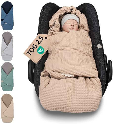 ULLENBOOM Einschlagdecke Babyschale – Ideal für Herbst und Winter, Oeko-TEX Materialien, Made in EU – Babydecke für Kindersitz, Kinderwagen & Buggy, 0-9 Monate (2,5 TOG)
