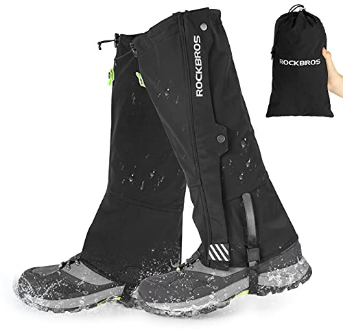 ROCKBROS Gamaschen Wasserdicht Herren Warm Regengamaschen Schnee Gaiters | zum Outdoor Wandern, Schneewandern und Klettern Herren Damen