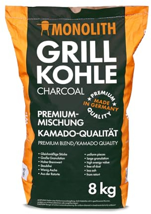 Monolith Premium Grillkohle 8 kg - aus FSC zertifizierter europäischer Waldwirtschaft - Geschmacksneutral - Blockform