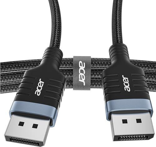 Acer 8K DisplayPort Kabel 3m, DP 1.4 Kabel 8K@60Hz, 4K@240Hz/120Hz, 80Gbps | unterstützt 3D,HDR,FreeSync,G-Sync,DSC 1.2,HDCP 2.2, DP auf DP Bidirektional Cable für Gaming Monitor, HDTV, PC, Grafikkarte