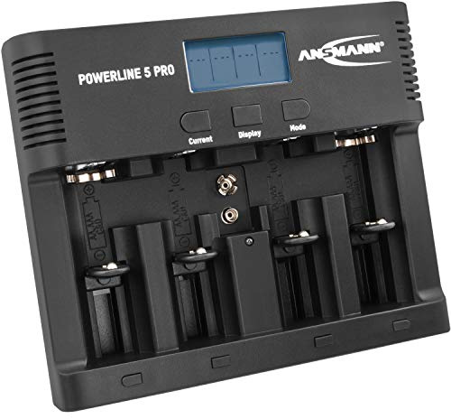 ANSMANN Powerline 5 Pro Ladegerät für NiMH/NiCd Akkus - LCD-Display, Mikroprozessor-Technologie, Mehrfachschutz