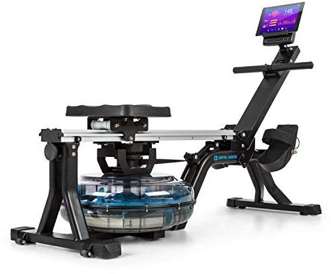 Capital Sports Rudergerät für Zuhause, Rudermaschine mit Wasser-Widerstand, Rowing Machine Klappbar, Rowshaper bis 150 kg, Waterrower mit 80 cm Alu-Gleitbahn, 6 Stufen/max. 14 L oder 8 Stufen/max. 13 L
