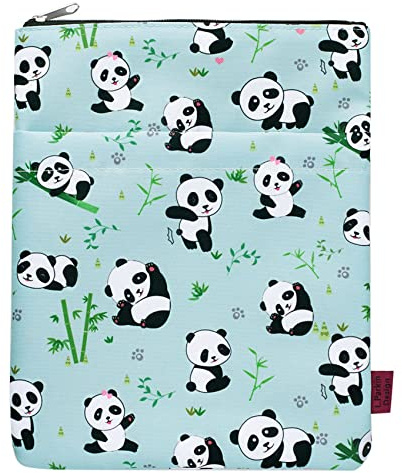 Buchhülle mit Pandabär-Muster, Buchumschlag für Taschenbücher, aus waschbarem Stoff, mit Reißverschluss, Geschenk für Buchfans, Größe M