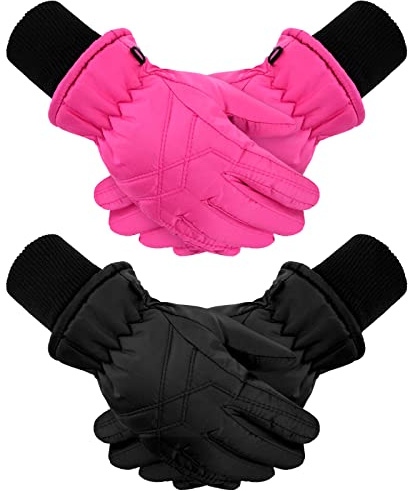 SATINIOR 2 Paar Kinder Winter Skihandschuhe Winddichte Kleinkinder Snowboard Handschuhe Kinder Schneehandschuhe (12-14 Jahre)